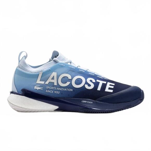 NEW LACOSTE men's ag-lt25 lite shoe in light blue/dark blue